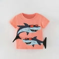 thumbnail image 2 of Boys T Shirts Toddler Kids Boys'summer Colorful Shark Sunglasses T Shirt New Casual Summer Top Orange 4 Years-5 Years, 2 of 7