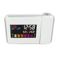thumbnail image 2 of Reloj electrónico de proyección blanca Reloj despertador electrónico de escritorio portátil para el hogar con pantalla de temperatura y humedad para dormitorio de oficina, 2 of 5