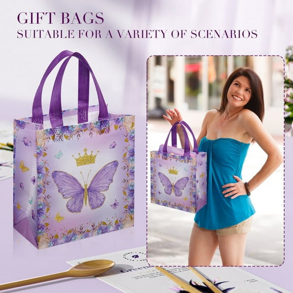 20pcs butterfly print handbags, gift packaging bags, shopping bags, work and travel storage bags, easy to carry and not easy to damage