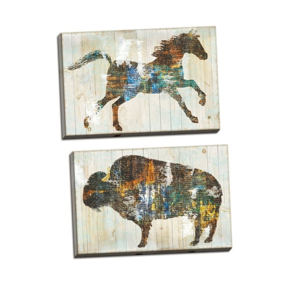 Gango Home Decor Southwestern Free Spirit I & II by Sue Schlabach (Ready to Hang); Two 18x12in Hand-Stretched Canvases