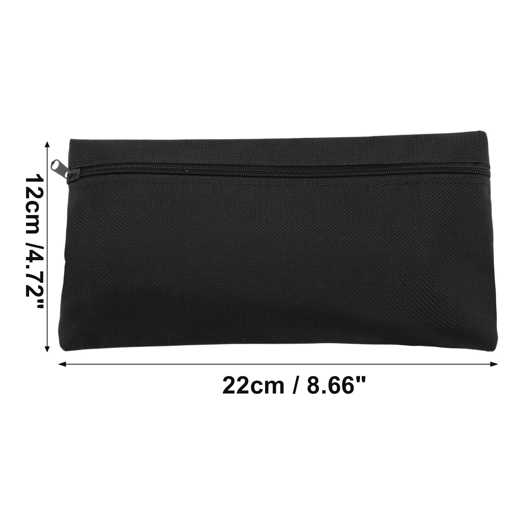 Unique Bargains Pencil Case Canvas Large Capacity Stationery Pen Bag for Office Black