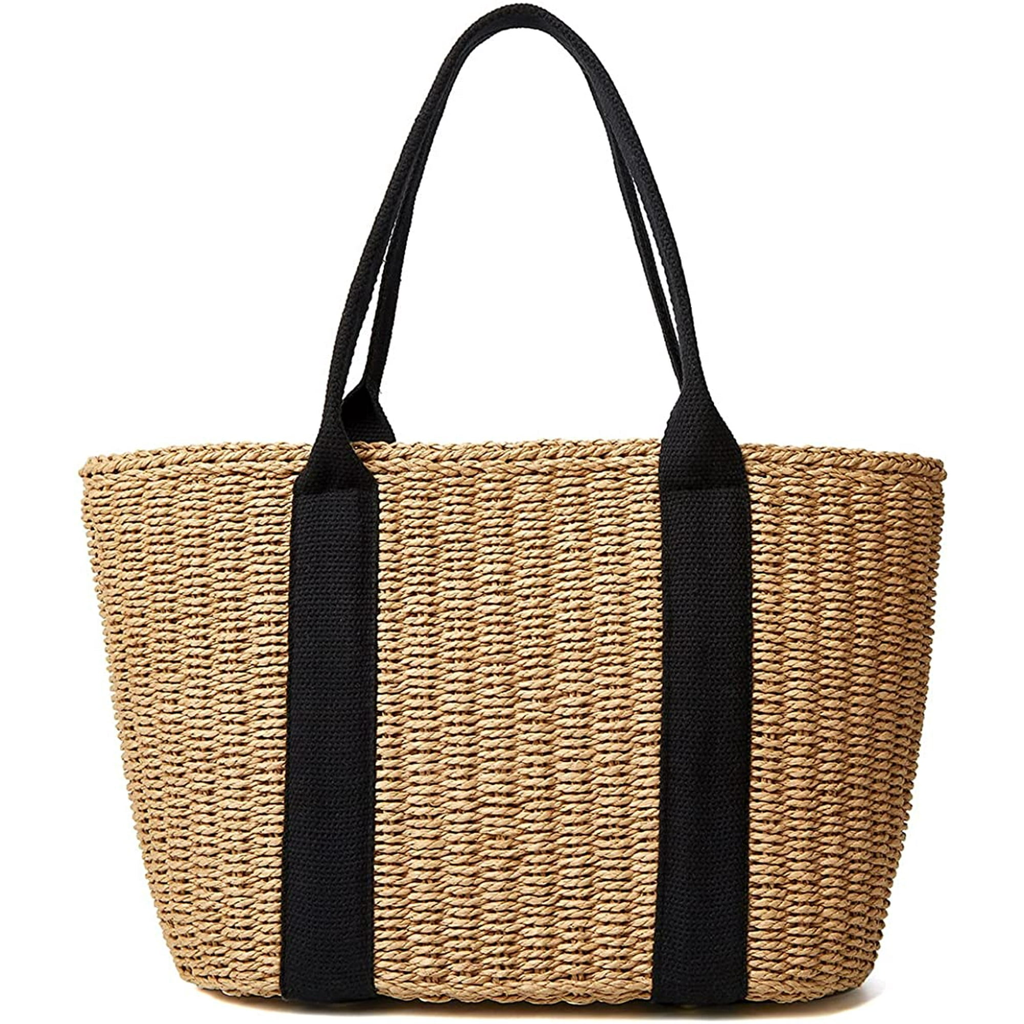 Tan Straw Tote Bag