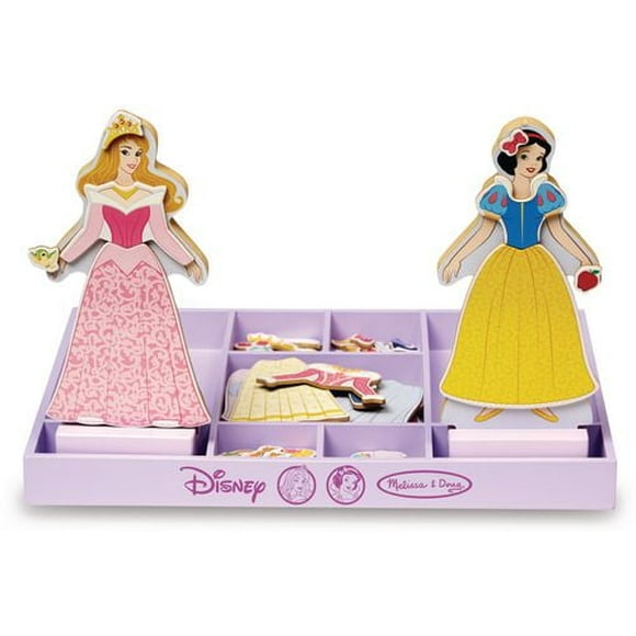 Melissa & Doug Disney Sleeping Beauty and Snow White Magnetic Dress-Up Wooden Doll (Pretend Play Set, Interchangeable Pieces, Display Stands, 45+ Pieces)