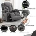 thumbnail image 4 of Sesslife Swivel Rocker Recliner Chair with Heat and Vibration Massage, Manual Fabric Lounge Chair with Side Pockets, 2 Cup Holders, USB Charge Port, Single Sofa Chair for Bedroom Theater,Gray, 4 of 8