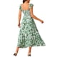 thumbnail image 3 of Vestidos de playa bohemios sin mangas con escote cuadrado y volantes florales para mujer Inspire Chic, maxi vestido fluido de verano XL verde, 3 of 6