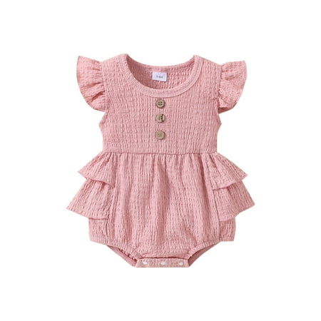 

adviicd Long Sleeve Onsies18-24 Months Infant Girls Fly Sleeve Solid Cotton Linen Romper Newborn Corduroy Jumper Set