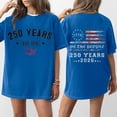 thumbnail image 2 of 250 Years Anniversary Short Sleeve T Shirt Loose Fit Crewneck Tee with Printed Graphic Front and Back Design for Women Men Blue 2XL, 2 of 5