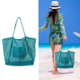 thumbnail image 2 of Summer Storage Supplies Mesh Beach Bag - Lightweight & Foldable Large Organizer Pouch, Reusable Beach Tote Storage Bag for Family Beach Pool Gym Travel Accessories (Mint Green), 2 of 9