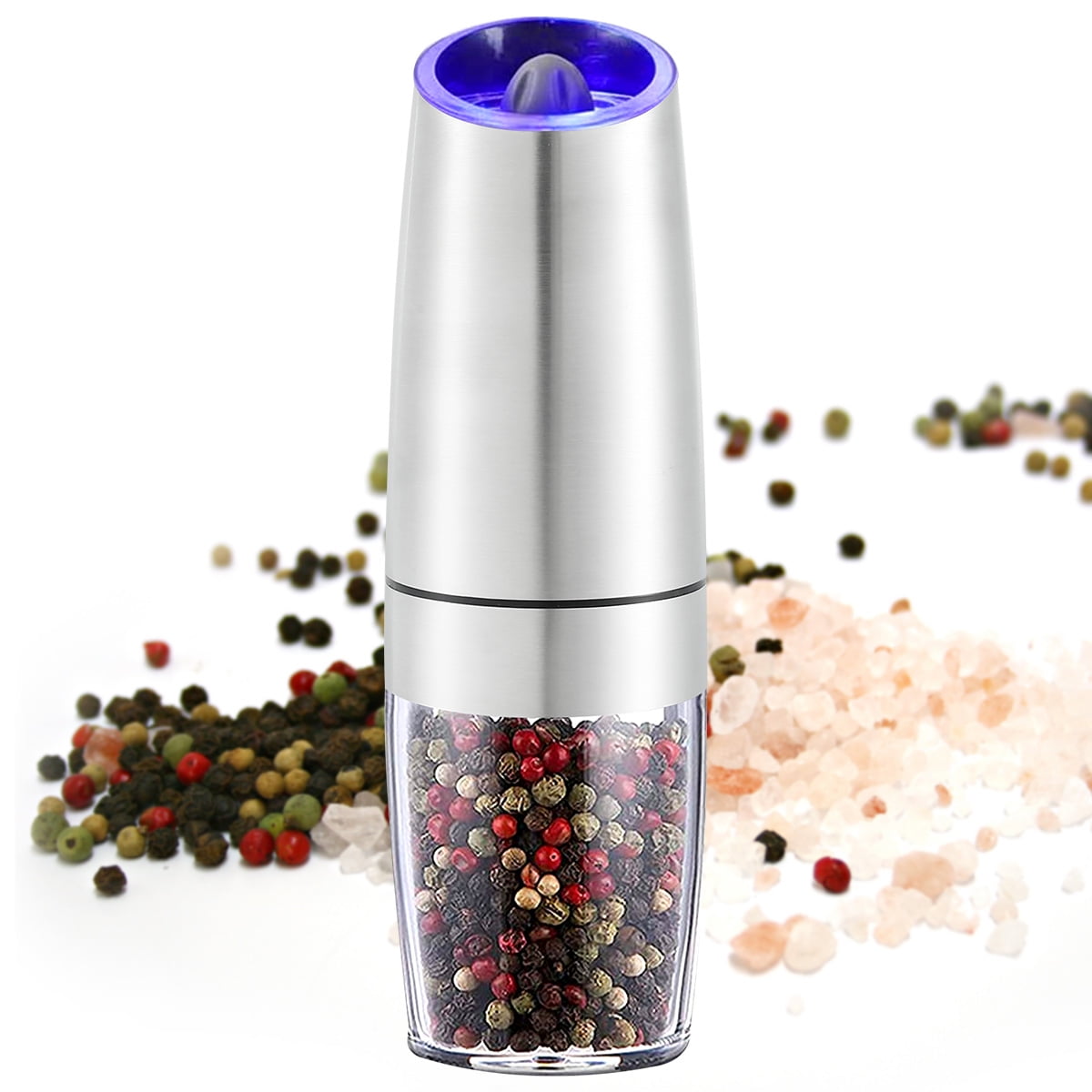 XinXu Gravity Electric Salt Shaker - Automatic Pepper Grinder - Pepper or Salt Mill Grinder, Battery-Operated with Adjustable Coarseness, Premium