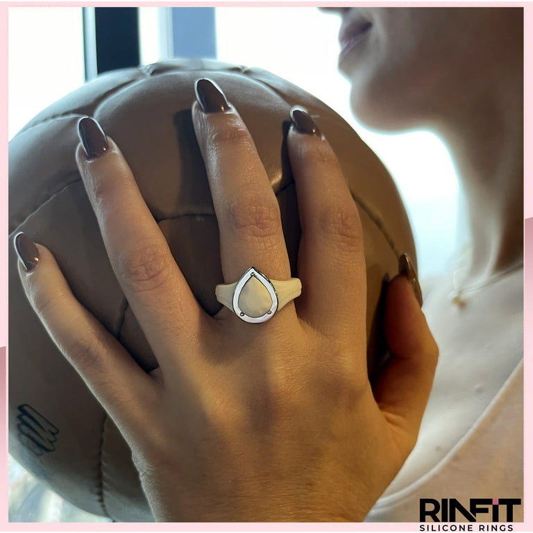  Rinfit Silicone Rings for Women - Silicone Ring Women - Rubber  Wedding Rings For Women - Silicone Wedding Bands Women - Pear Diamond