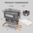 thumbnail image 5 of TouHeart 3-in-1 Baby Bassinet Bedside Sleeper ,Height Adjustable Newborn Bedside Sleeper for Baby(0–6 Months), Gray, 5 of 9