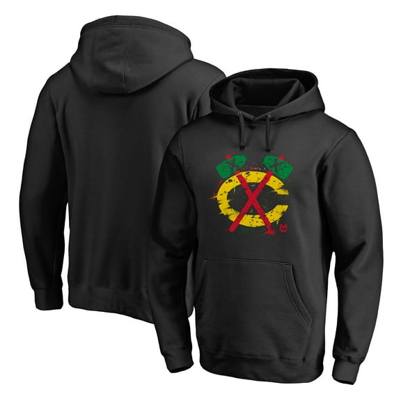 Men's Black Chicago Blackhawks Splatter Logo Pullover Hoodie