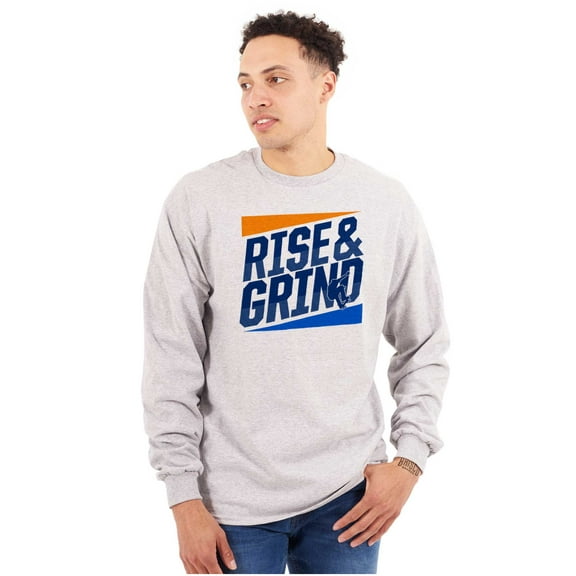 Rise and Grind Skateboarding Quote Men's Long Sleeve Tee T Shirt Brisco Brands S
