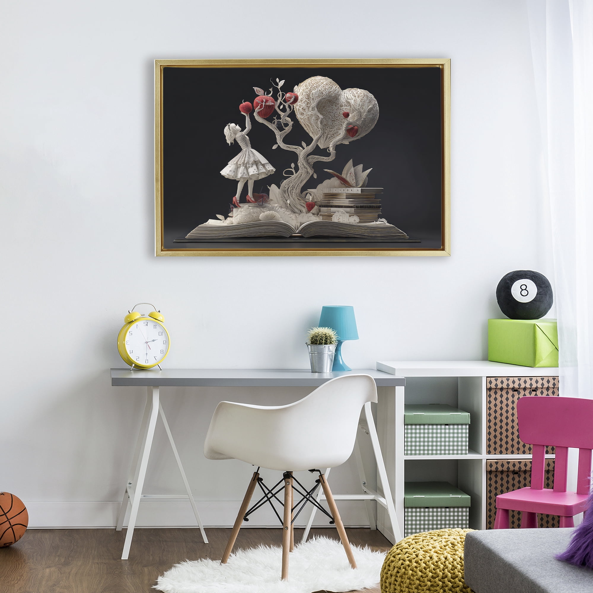 Stupell Industries Paper Sculpture Style Fairytale Gold Framed Floater Canvas Wall Art, design by The Wands Want