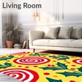 thumbnail image 2 of ODIKA 5'x7' Machine Washable Non-Slip Area Rug, Merry Peppermint Swirl Half Arc Jolly Seasonal Front Gateway High Traffic Rug with Pad, Yellow, 612787, 2 of 8