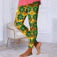 thumbnail image 2 of UVEASISHA St Patricks Day Leggings for Women Glitter Shamrock Printed Gold Yoga Pants Lucky Green Clover Holiday Tights Tummy Control Workout Pant Gold 3XL, 2 of 6