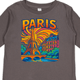 thumbnail image 4 of Inktastic Vibrant Paris Eiffel Tower Art with Colorful Skyline Boys or Girls Long Sleeve Toddler T-Shirt, 4 of 5