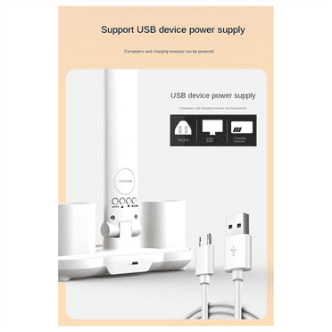 LED Clock Table Lamp USB Chargeable Dimmable Desk Lamp 4960 Mah Fan Light Foldable Eye Protection Reading Night Light