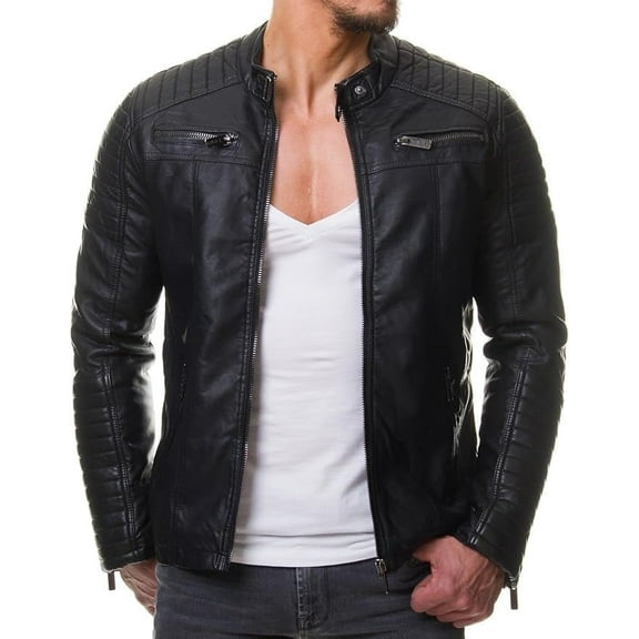 HIDE CRAFTS Men's Black and Brown Real Lambskin Leather Biker Jacket, Vintage Genuine Motorcycle Jacket (US, Alpha, X-Large, Regular, Regular, Black)