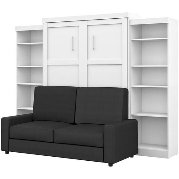 Atlin Designs 4 Piece Queen Wall Bed Set in White and Gray