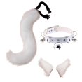 thumbnail image 3 of Conjunto de orejas y cola falsas para cosplay, collar con cascabeles, tocado Blanco, 3 of 9