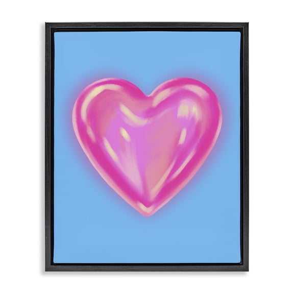 Stupell Industries Glam Watercolor Sculptural Heart Black Floating Frame Canvas Art, 17 x 21, by House of Lulu