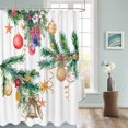 thumbnail image 3 of Fabric Shower Curtain Christmas Pine Tree Light Ball Christmas Star Ribbon White Shower Curtains with 12 Hooks Waterproof Machine Washable Bath Curtains for Bathroom, 72 x 96in, 3 of 6