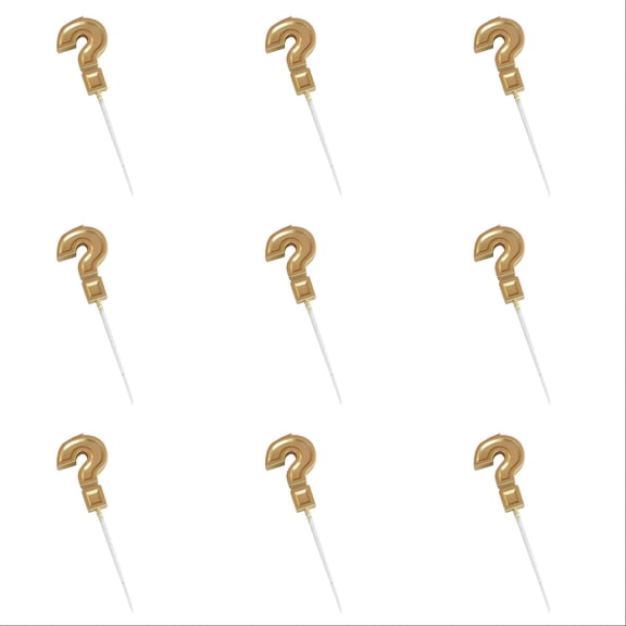 VMWMSSR Novelty Question Mark Shaped Cake Topper Candles 10Pcs Smokeless Non Party Cupcake Decor For Birthday Theme Party Dessert Decor(Gold-6.38")