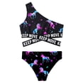 thumbnail image 4 of TTAO Girls 2Piece Bikini Set Quickly Dry Swimwear One Shoulder Swim Top with Bottoms Swimsuit Night Pegasus 16, 4 of 5