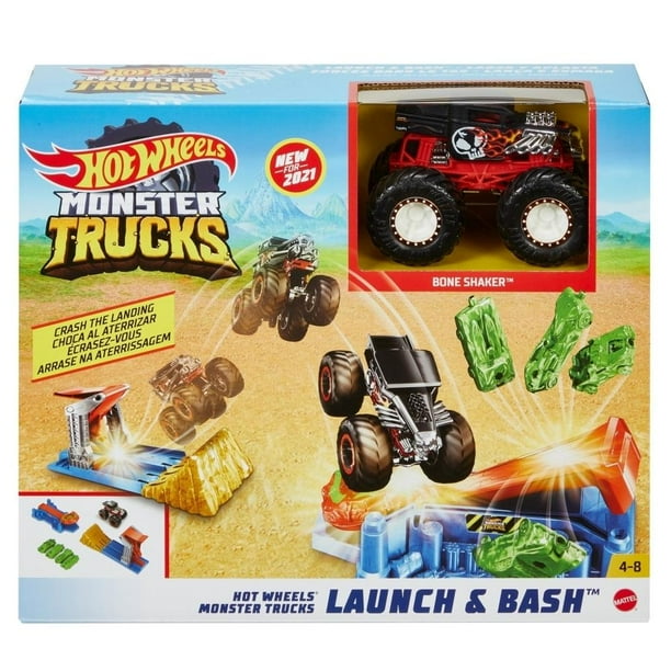 Pista de Juguete Hot Wheels Monster Trucks Lanza y Aplasta