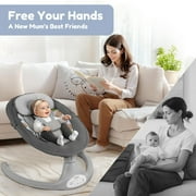 Electric Baby Swing, Caveen Infant Swing Rocker with Remote Control, 5 Sway Speeds, Bluetooth Music, Grey