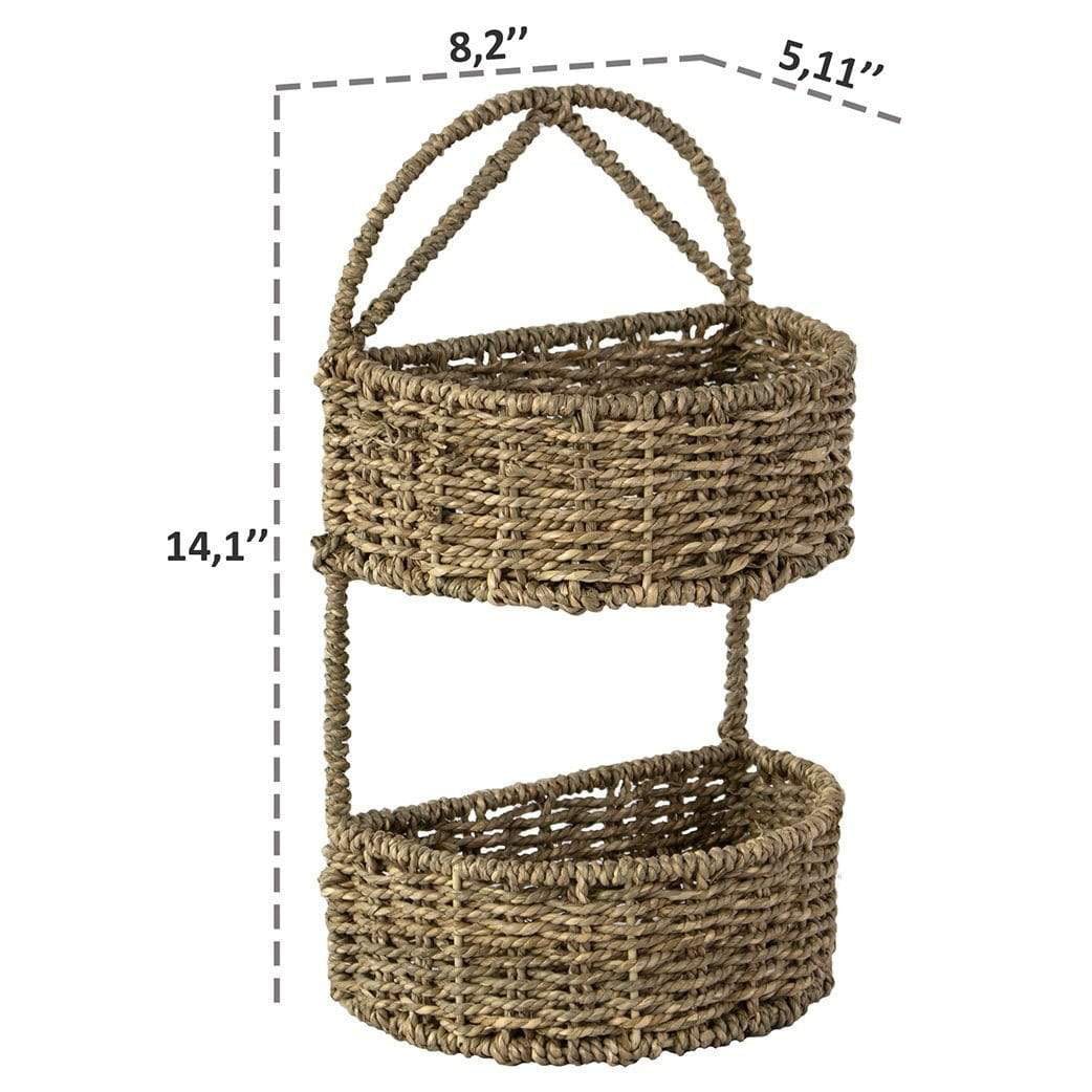 Merchandising Stand With Rattan Baskets3 Tier  Oval 22"L x 15"D x 42"H 