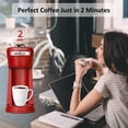 thumbnail image 3 of 2 in 1 Single Serve Coffee Maker for K Cup Pods & Ground Coffee, Mini K Cup Coffee Machine with 6 to 14 oz Brew Sizes, Single Cup Coffee Brewer with One-Press Fast Brewing, Reusable Filters,Red, 3 of 8