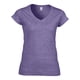 thumbnail image 1 of Gildan- Camiseta de manga corta con cuello en forma de V para mujer (Púrpura jaspeado), 1 of 4