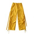 thumbnail image 3 of IROINNID Cargo Pants for Women Street Streamers Low Baggy Cargo Pants Personalized Multi-pocket Elastic Feet Dance Trousers,Yellow, 3 of 7