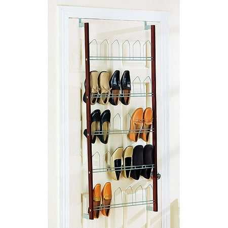 Organize It All 10705W 15 Pair Espresso Finish Overdoor Shoe Rack
