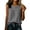 Gray, variant on Women's Round Neck Sleeveless Gathered Bust Tank Top, Solid Cotton Linen Woven Loose Curved Hem Casual Blouse