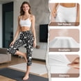 thumbnail image 7 of SCRAWLGOD Skull Floral Branch Black Capri Leggings for Women, High Waist Capri Yoga Leggings, Squat Proof Running Yoga Pants, Soft Workout Running Tummy with Pockets for Women, S, 7 of 7