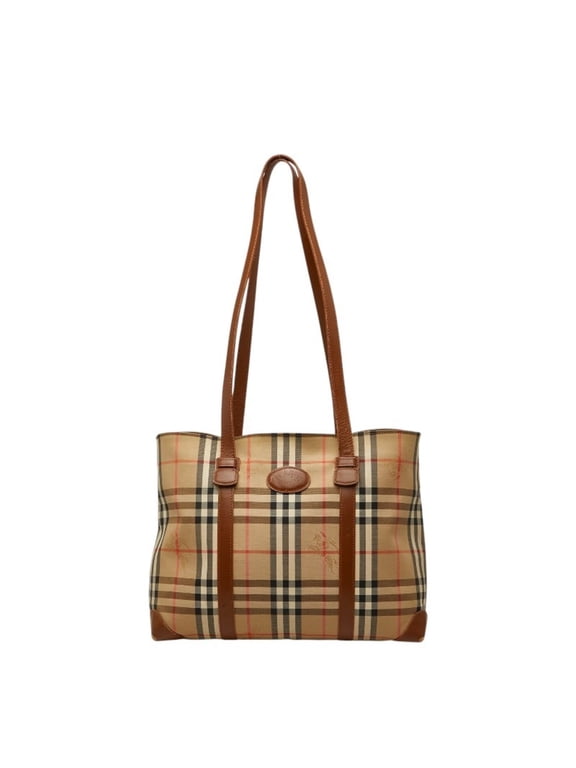 Pre-Owned Burberry Nova Check Shadow Horse Tote Bag Shoulder Beige Black Canvas Leather Women's...