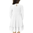thumbnail image 4 of KISSMODA Girls Smocked Dress Casual Puff Long Sleeve Ruffle Neck Dresses 4-13 Years, 4 of 4