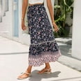 thumbnail image 3 of Women's Skirts Boho Maxi Skirt Fashion Loose Floral Printed Halter Skirt High Waist Beach Maxi Skirt, S-XL, 3 of 15