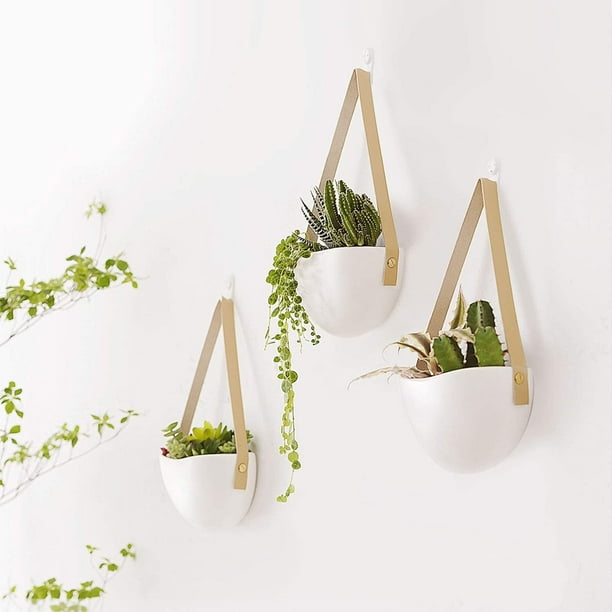 IGUOHAO Ceramic Hanging Planter Wall Planter Set of 3 Modern
