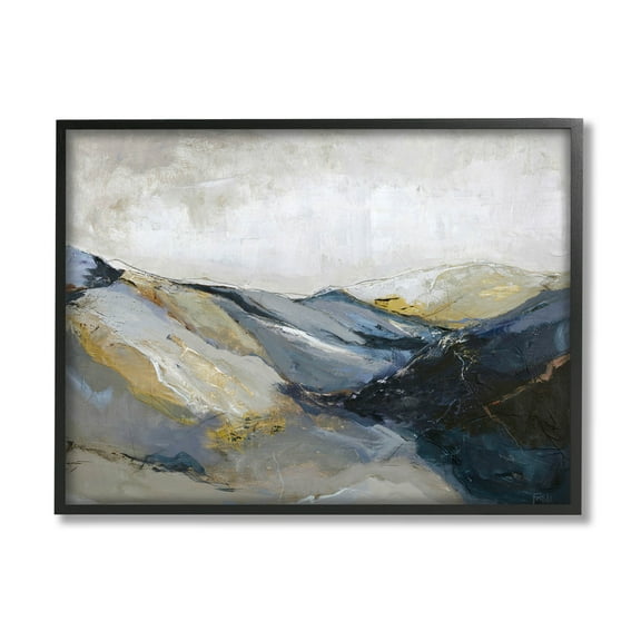 Stupell Industries Abstract Mountain Peaks Landscape Painting Black Framed Art Print Wall Art, Design by Design Fabrikken
