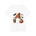 thumbnail image 1 of Halloween T-shirt Geist Kaffee Mütze Cartoon Halloween Scary Ghost T-Shirt, black, 1 of 6