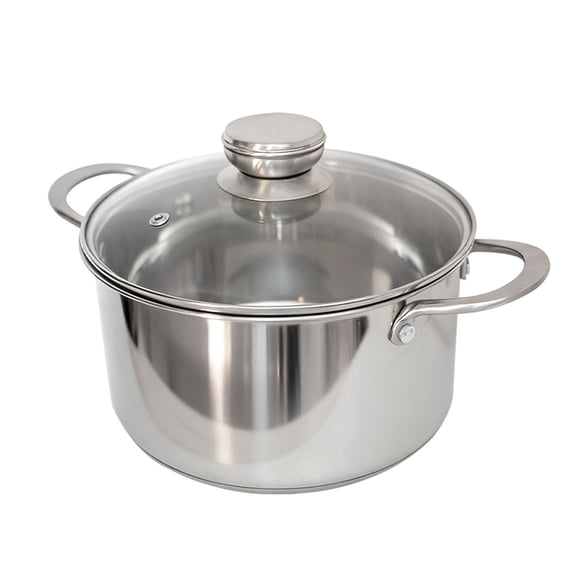 SINDA Stainless Steel Stockpot with Glass Cover, Induction, Ceramic and Gas Cooktops Compatible for Stew & Soup