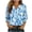 A Blue, variant on YUGYXL Womens Tops Casual Tropical Flower Blouses Ruffle Sleeve V Neck 3/4 Length Sleeve Womens Tops Shirts Orange S