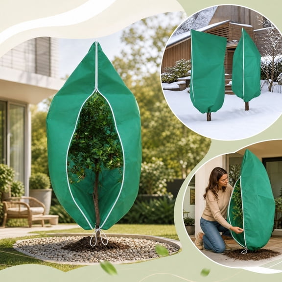 Plant Covers Freeze Protection, 24"x31", Winter Shrub Cover With Zipper Drawstring For Fruit Trees Outdoor Garden
