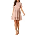 thumbnail image 5 of Allegra K Women's Ruffle Hem Fit and Flare Frill Trim Button Front Dresses, 5 of 6