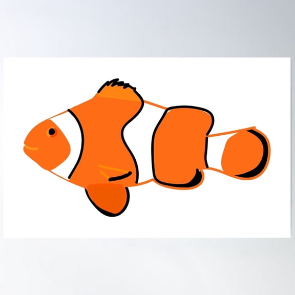 Cute Clownfish Illustration Poster Wall Art, Modern Wall Decor For Living Room Bedroom, 24x36 UNFRAMED