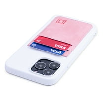 Dockem iPhone 13 Pro Max Wallet Card Case; Built-in Metal Plate for Magnetic Mounting, 2 Card Holders, Silicone Luxe M2T [White/Pink]